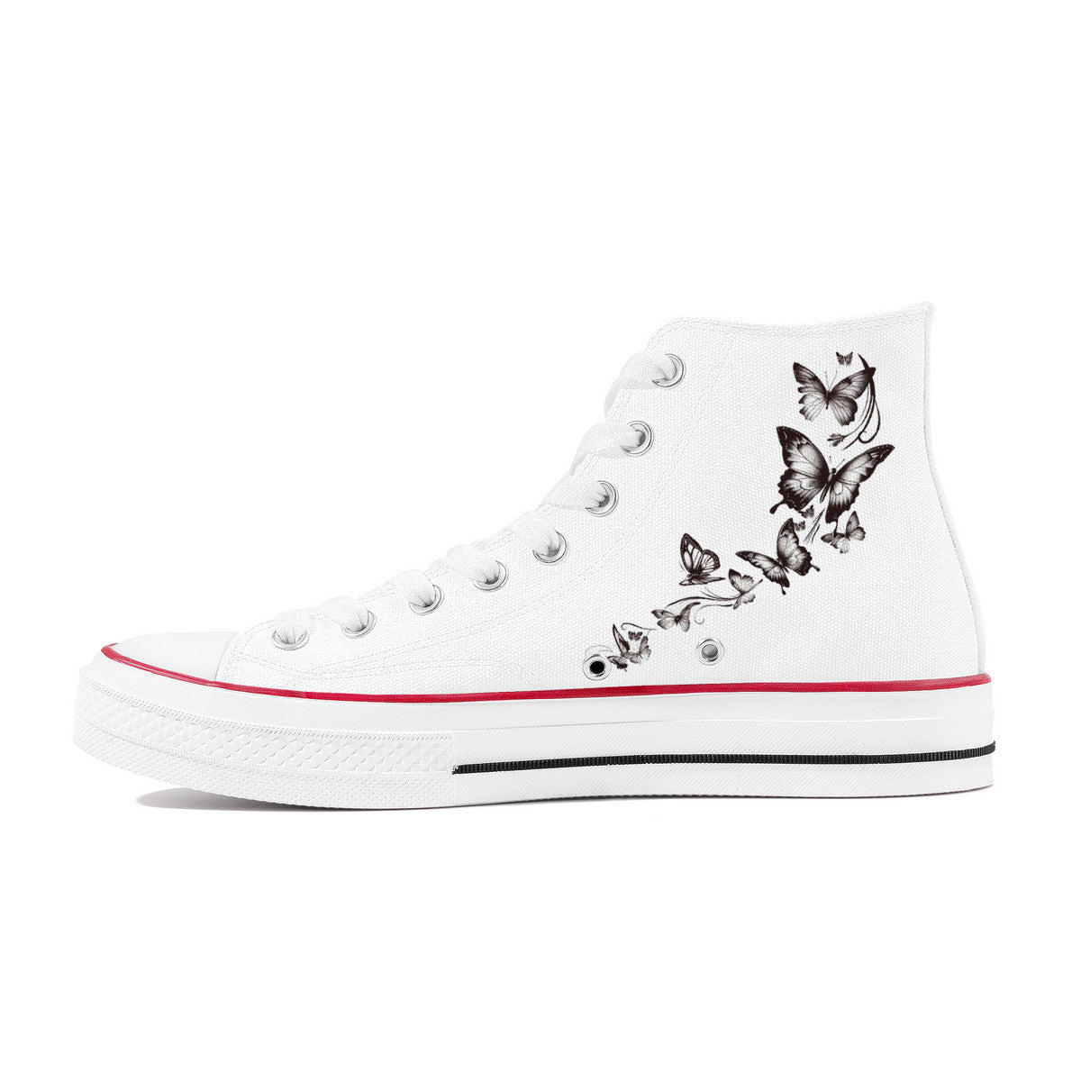 High Top Canvas Shoes - Fluttering Butterflies Tattoo Design